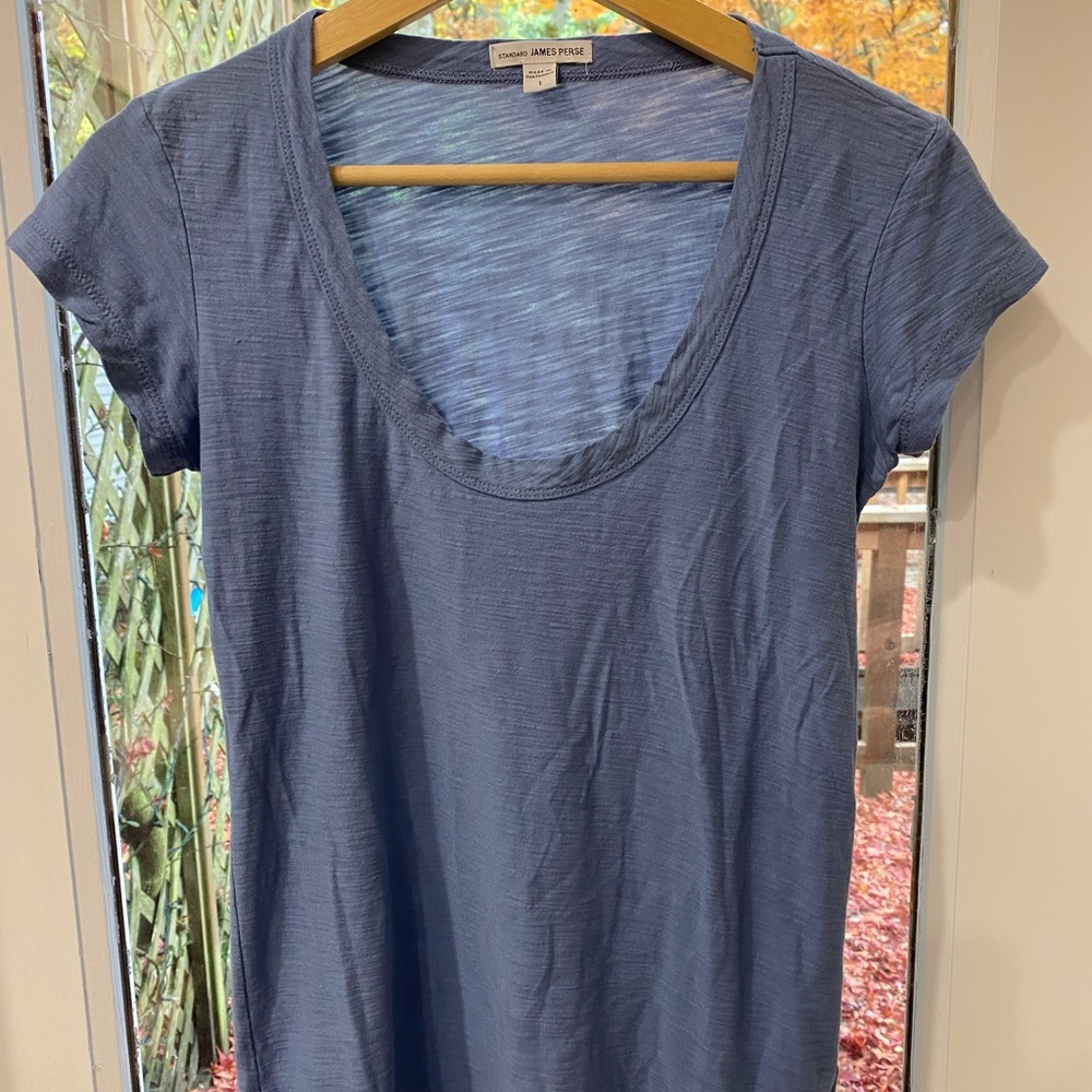 James Perse scoopneck tee in beautiful periwinkle/blue